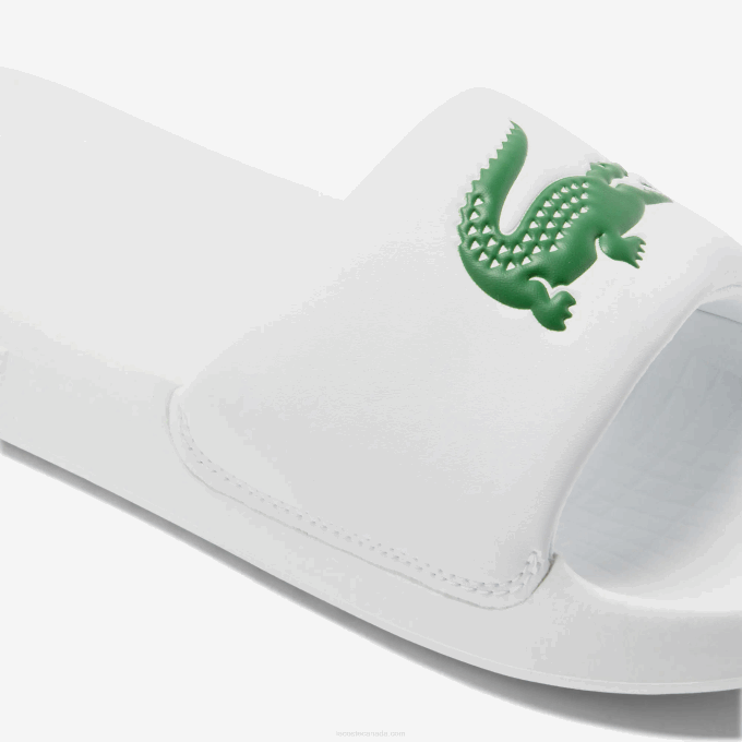 Men Lacoste V0ZN1728 White/Green 082 Croco 1.0 Synthetic Slides - Image 6
