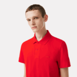 Men Lacoste V0ZN172 Red S5H Active Movement Breathable Cotton Pique Polo - Image 2