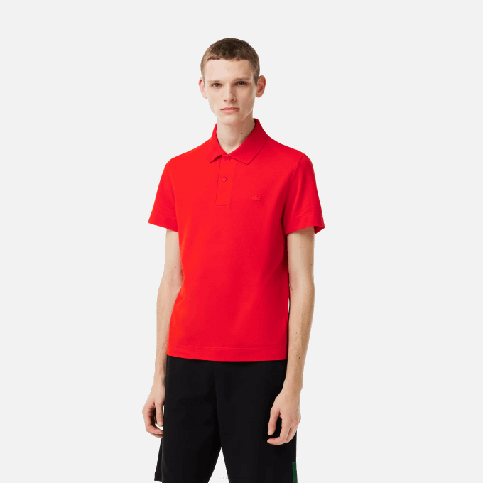 Men Lacoste V0ZN172 Red S5H Active Movement Breathable Cotton Pique Polo - Image 1