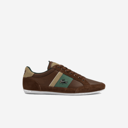 Men Lacoste V0ZN1736 Brown Dark Green 2A1 Chaymon Leather Sneakers