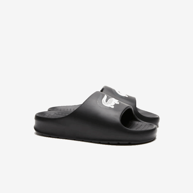 Men Lacoste V0ZN1740 Black & Off White 454 Serve Slide 2.0 Evo Synthetic Colorblock Slides - Image 2