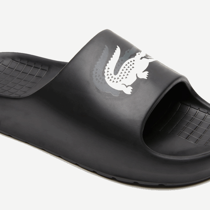 Men Lacoste V0ZN1740 Black & Off White 454 Serve Slide 2.0 Evo Synthetic Colorblock Slides - Image 6
