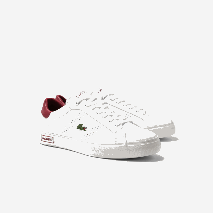 Men Lacoste V0ZN1741 White & Red 286 Powercourt 2.0 Leather Heel Pop Sneakers - Image 2