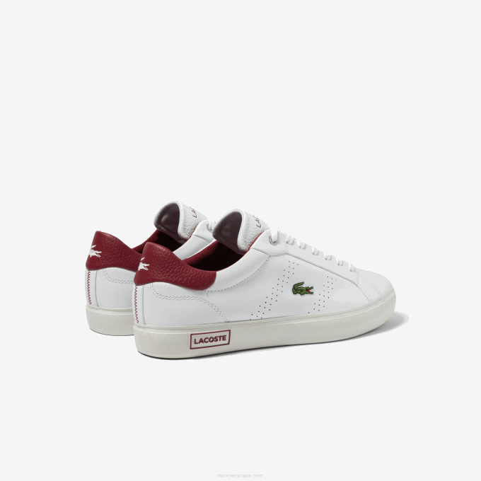 Men Lacoste V0ZN1741 White & Red 286 Powercourt 2.0 Leather Heel Pop Sneakers - Image 3
