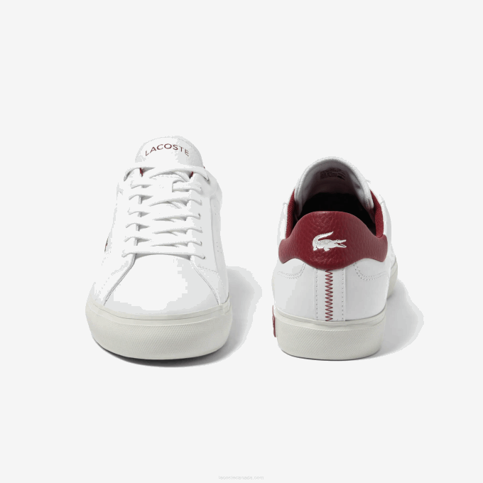 Men Lacoste V0ZN1741 White & Red 286 Powercourt 2.0 Leather Heel Pop Sneakers - Image 5