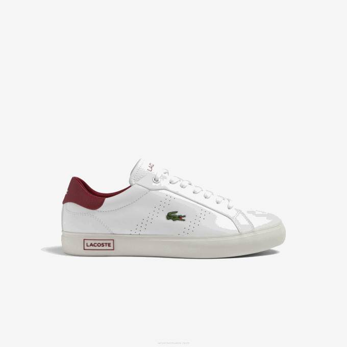 Men Lacoste V0ZN1741 White & Red 286 Powercourt 2.0 Leather Heel Pop Sneakers - Image 1