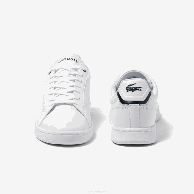 Men Lacoste V0ZN1743 White & Navy 042 Carnaby Pro BL Leather Tonal Sneakers - Image 5