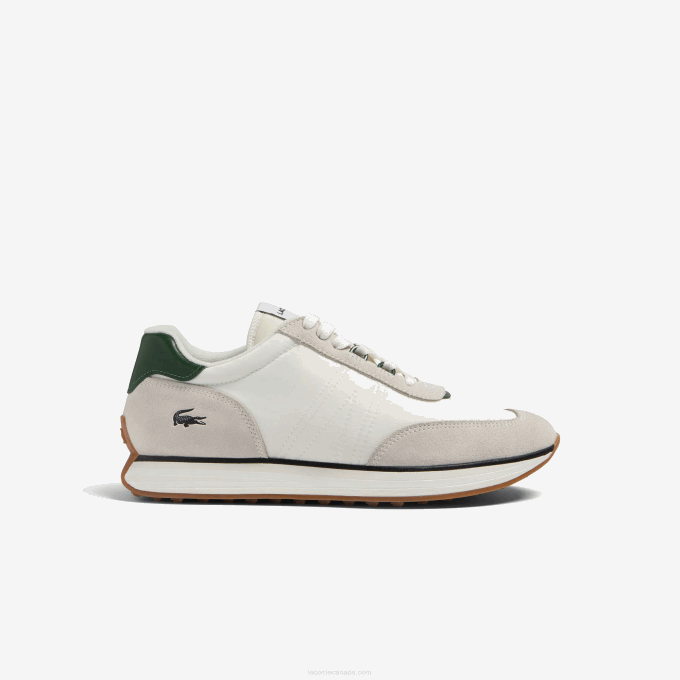 Men Lacoste V0ZN1747 White & Dark Green 1R5 L-Spin Textile Sneakers - Image 1