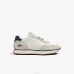 Men Lacoste V0ZN1748 White & Navy 042 L-Spin Textile Sneakers