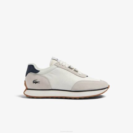 Men Lacoste V0ZN1748 White & Navy 042 L-Spin Textile Sneakers