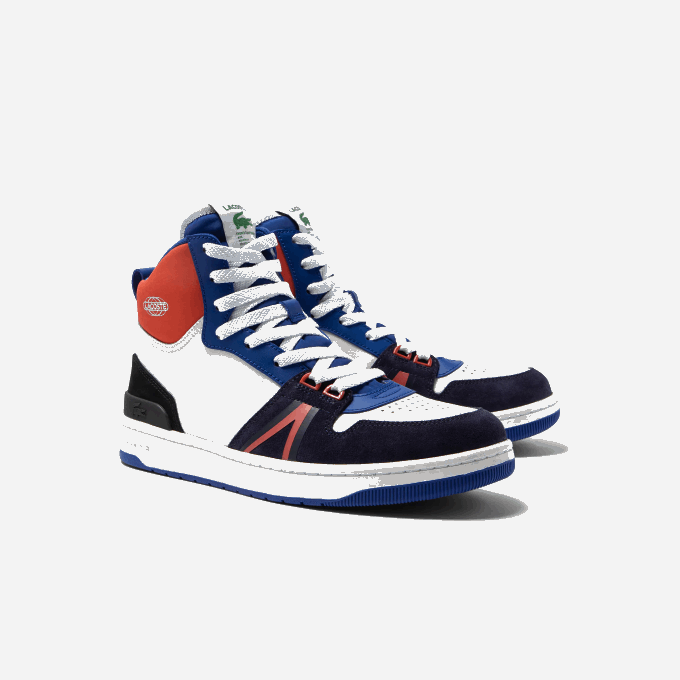Men Lacoste V0ZN1751 White & Navy 042 L001 Mid Leather Colorblock Sneakers - Image 2