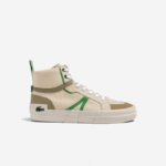 Men Lacoste V0ZN1753 Lt Tan/Grn Af6 L004 Mid Textile Sneakers