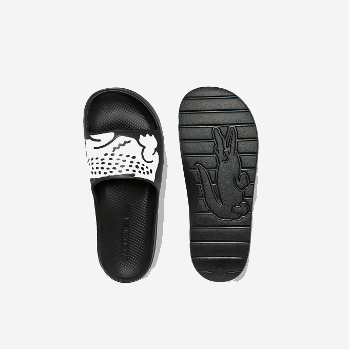 Men Lacoste V0ZN1754 Black & White 312 Croco 2.0 Synthetic Slides - Image 4
