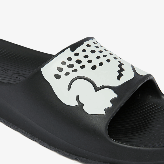 Men Lacoste V0ZN1754 Black & White 312 Croco 2.0 Synthetic Slides - Image 6