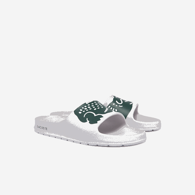 Men Lacoste V0ZN1756 White & Dark Green 1R5 Croco 2.0 Synthetic Slides - Image 2