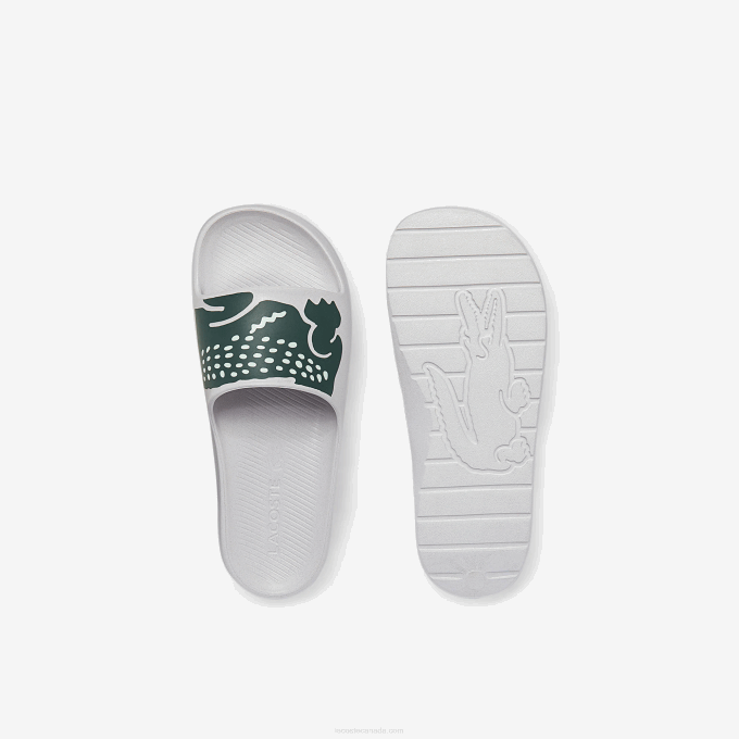 Men Lacoste V0ZN1756 White & Dark Green 1R5 Croco 2.0 Synthetic Slides - Image 4