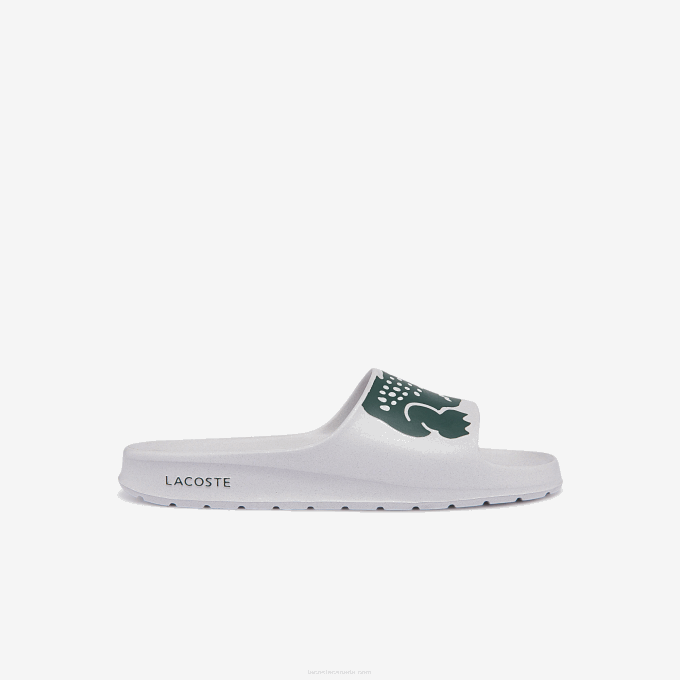Men Lacoste V0ZN1756 White & Dark Green 1R5 Croco 2.0 Synthetic Slides - Image 1