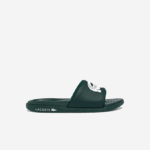 Men Lacoste V0ZN1764 Dark Green White 2D2 Croco Dualiste Synthetic Logo Strap Slides
