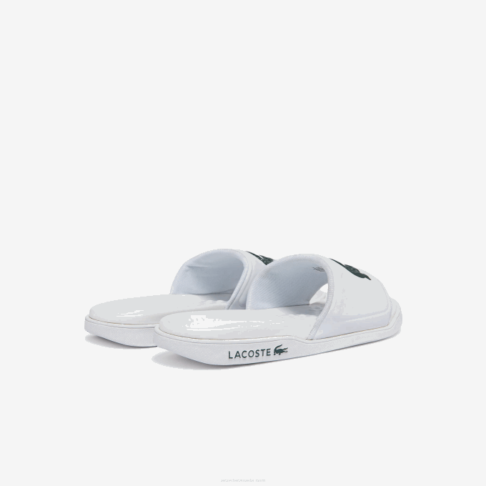Men Lacoste V0ZN1766 White & Dark Green 1R5 Croco Dualiste Synthetic Logo Strap Slides - Image 3