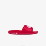 Men Lacoste V0ZN1767 Red White 17K Croco Dualiste Synthetic Logo Strap Slides