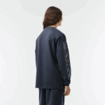 Men Lacoste V0ZN176 Blue KXE Loose Fit Cotton Jersey Long Sleeve T-Shirt - Image 3