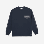 Men Lacoste V0ZN176 Blue KXE Loose Fit Cotton Jersey Long Sleeve T-Shirt - Image 4
