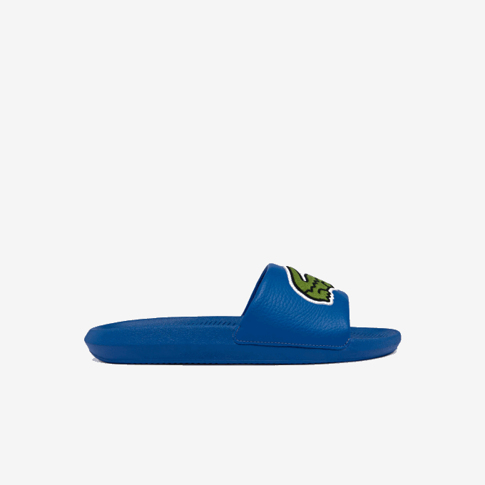 Men Lacoste V0ZN1773 Blue Green BG3 Croco Synthetic Logo Strap Slides - Image 1