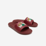 Men Lacoste V0ZN1774 Burgundy Yellow AMR Croco Synthetic Slides - Image 2