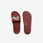 Men Lacoste V0ZN1774 Burgundy Yellow AMR Croco Synthetic Slides - Image 4