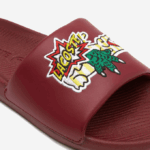 Men Lacoste V0ZN1774 Burgundy Yellow AMR Croco Synthetic Slides - Image 6