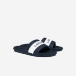 Men Lacoste V0ZN1775 Navy & White 092 Croco Textile Logo Slides - Image 2