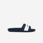 Men Lacoste V0ZN1775 Navy & White 092 Croco Textile Logo Slides