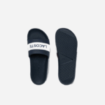 Men Lacoste V0ZN1775 Navy & White 092 Croco Textile Logo Slides - Image 4