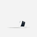 Men Lacoste V0ZN1776 White & Navy 042 Croco Textile Logo Slides