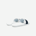 Men Lacoste V0ZN1776 White & Navy 042 Croco Textile Logo Slides - Image 3