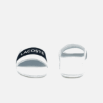 Men Lacoste V0ZN1776 White & Navy 042 Croco Textile Logo Slides - Image 5