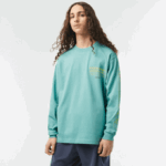 Men Lacoste V0ZN177 Green 3A4 Loose Fit Cotton Jersey Long Sleeve T-Shirt