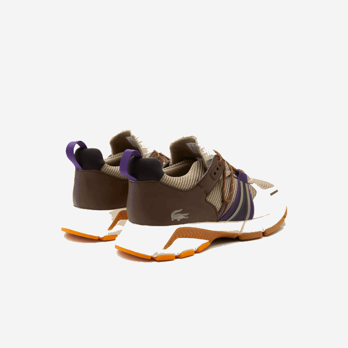 Men Lacoste V0ZN1787 Off White & Grey 2B7 L003 Textile Color-Block Sneakers - Image 3