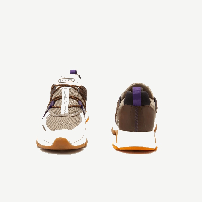 Men Lacoste V0ZN1787 Off White & Grey 2B7 L003 Textile Color-Block Sneakers - Image 5