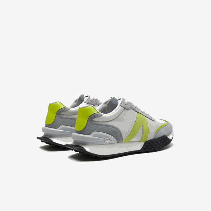 Men Lacoste V0ZN1788 Light Grey Green 7A8 L-Spin Deluxe Leather Color Contrast Sneakers - Image 3