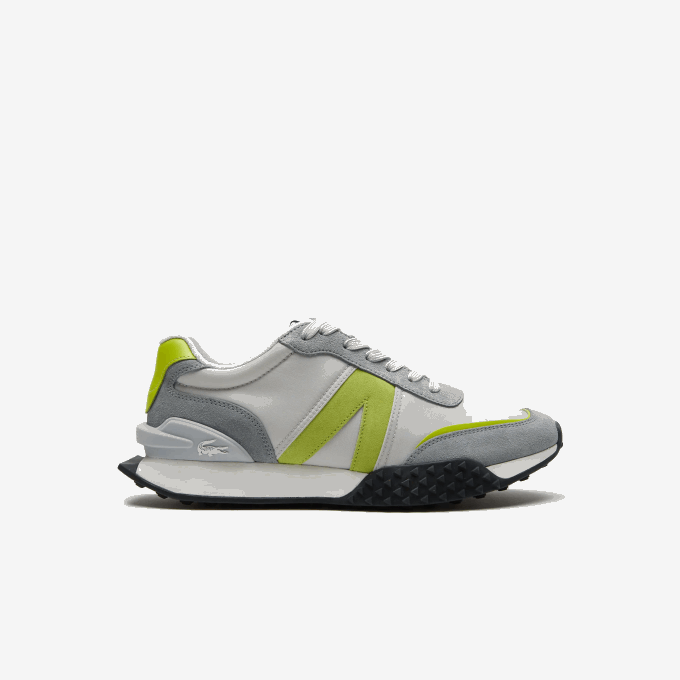 Men Lacoste V0ZN1788 Light Grey Green 7A8 L-Spin Deluxe Leather Color Contrast Sneakers - Image 1