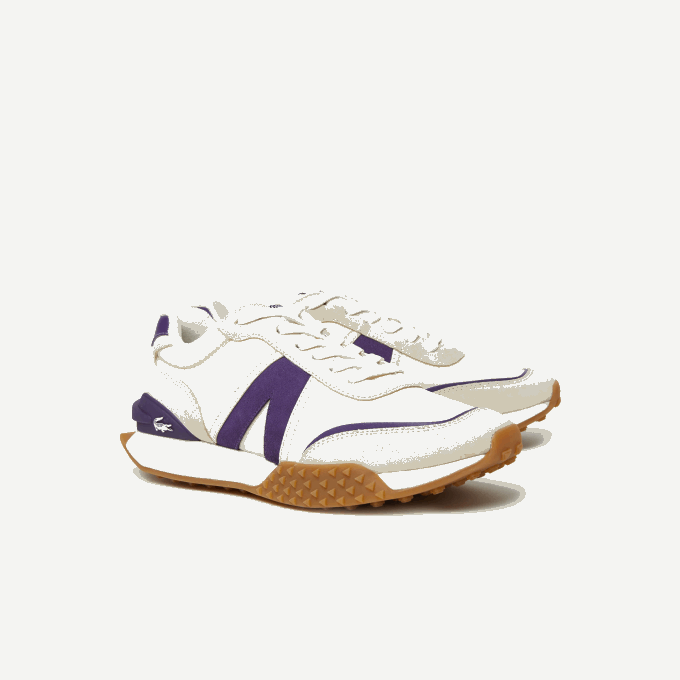 Men Lacoste V0ZN1789 Off White & Purple AJA L-Spin Deluxe Leather Color Contrast Sneakers - Image 2