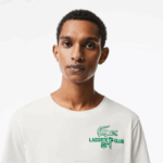 Men Lacoste V0ZN178 White 70V Golf Regular Fit Organic Cotton T-Shirt - Image 2