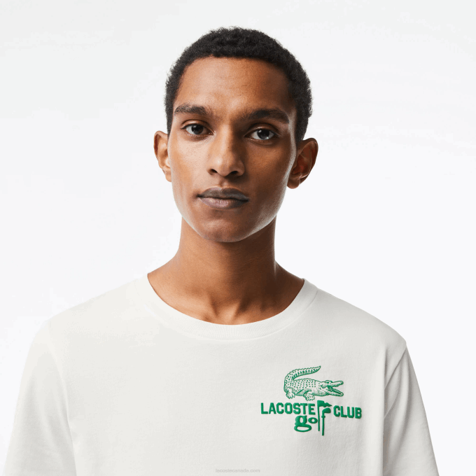 Men Lacoste V0ZN178 White 70V Golf Regular Fit Organic Cotton T-Shirt - Image 2