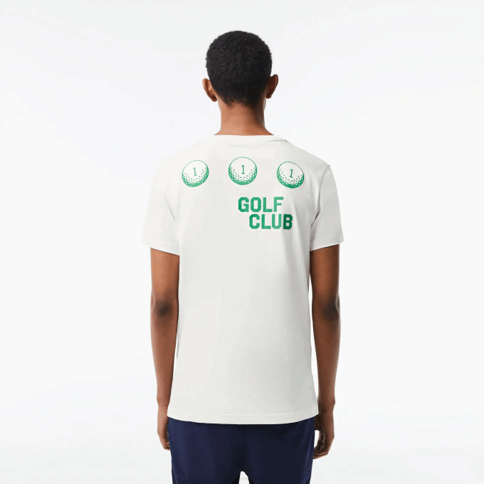 Men Lacoste V0ZN178 White 70V Golf Regular Fit Organic Cotton T-Shirt - Image 3