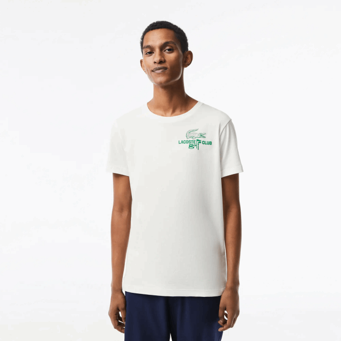 Men Lacoste V0ZN178 White 70V Golf Regular Fit Organic Cotton T-Shirt - Image 1