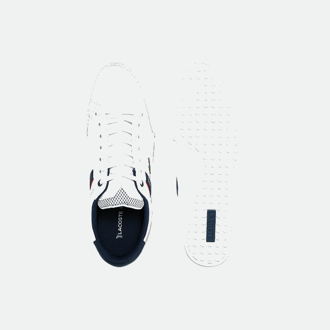 Men Lacoste V0ZN1791 White/Navy & Red 407 Chaymon Textile and Synthetic Sneakers - Image 4