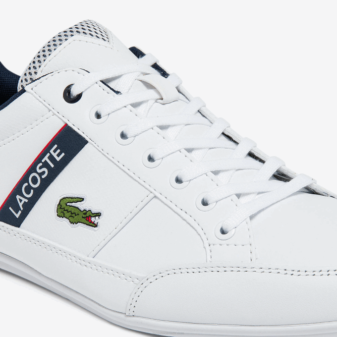Men Lacoste V0ZN1791 White/Navy & Red 407 Chaymon Textile and Synthetic Sneakers - Image 6