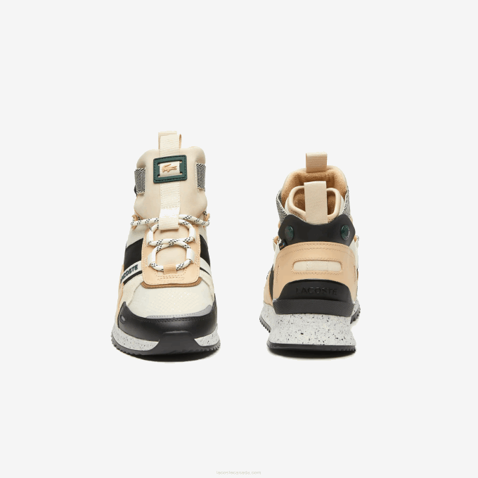 Men Lacoste V0ZN1792 Black & Off White 454 Run Breaker Leather Color-Pop Outdoor Shoes - Image 4