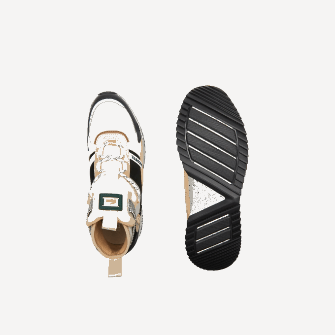 Men Lacoste V0ZN1792 Black & Off White 454 Run Breaker Leather Color-Pop Outdoor Shoes - Image 5